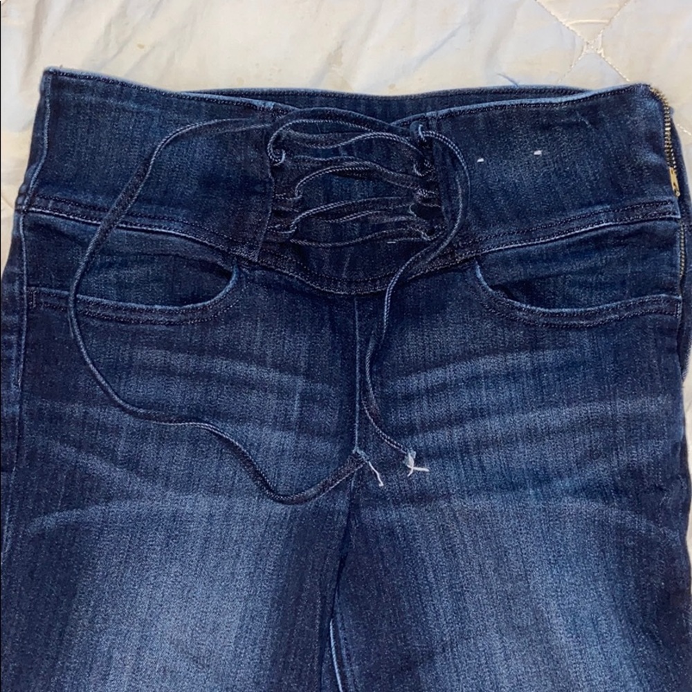 Express high waisted corset zipper jeans size 4